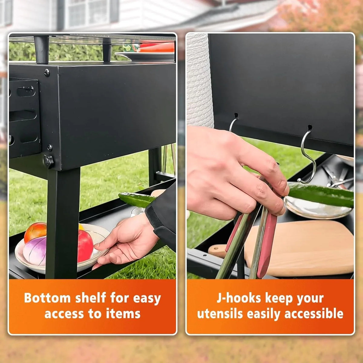 Foldable barbecue table cart, black stone portable frying pan, Onni pizza oven - Portable outdoor barbecue preparation table, equipped with a bag, very suitable for camping and tailgate events.