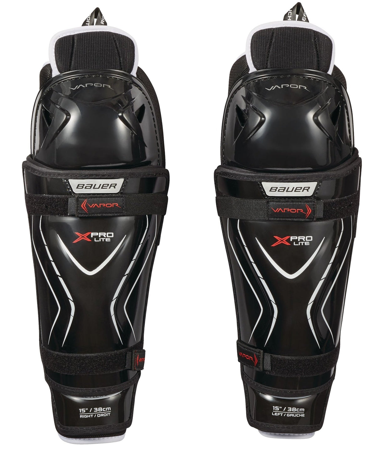 Vapor X Pro Lite Senior Hockey Shin Guards with Tapered Fit, Hyperlite HD Foam, Black