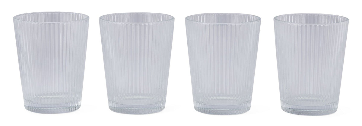 Ribbed DOF Dinner Glass Set, Lead-free, 4-pc