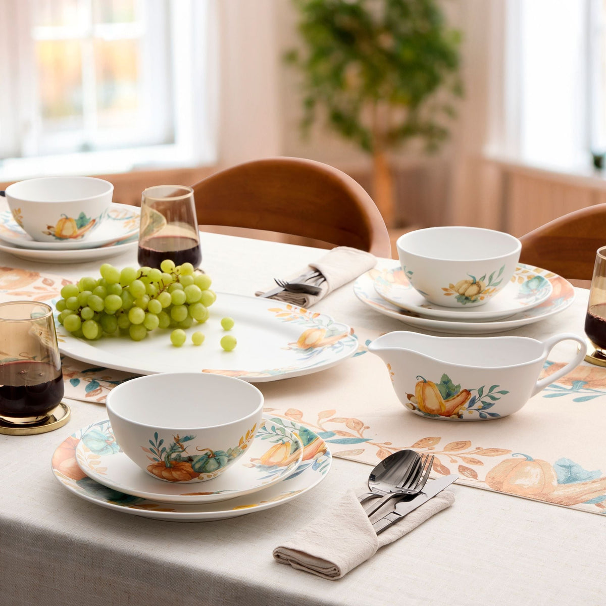 Lightweight Stoneware Harvest Dinnerware Set, Serves 4, 12-pc