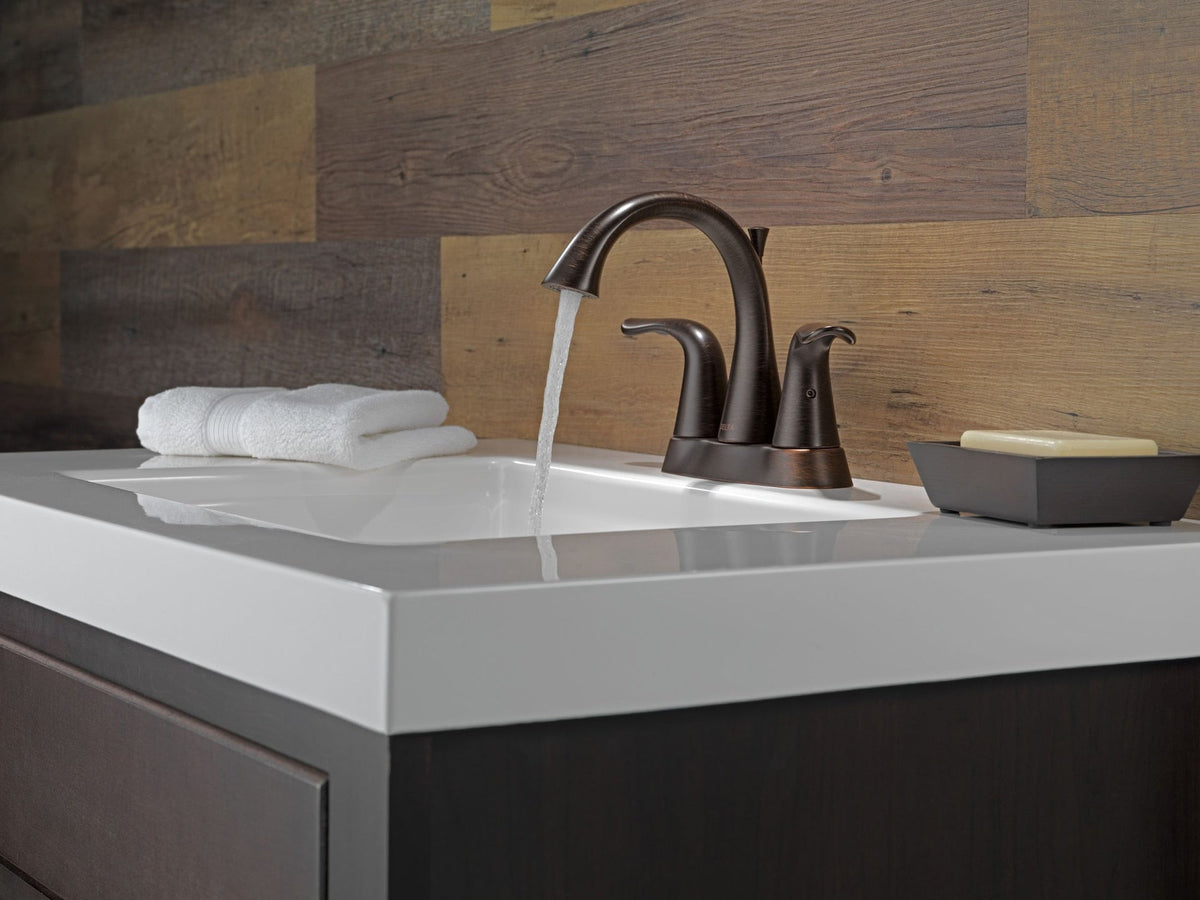 Faucet Lahara Double Handle Rigid Spout 4-in Centerset Bathroom Sink Faucet, WaterSense Certified, Venetian Bronze