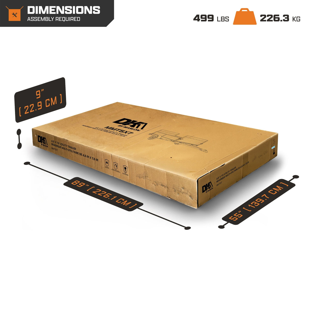 Mighty 5x7 Multi-Utility Boxed Trailer with Drop Down Gate