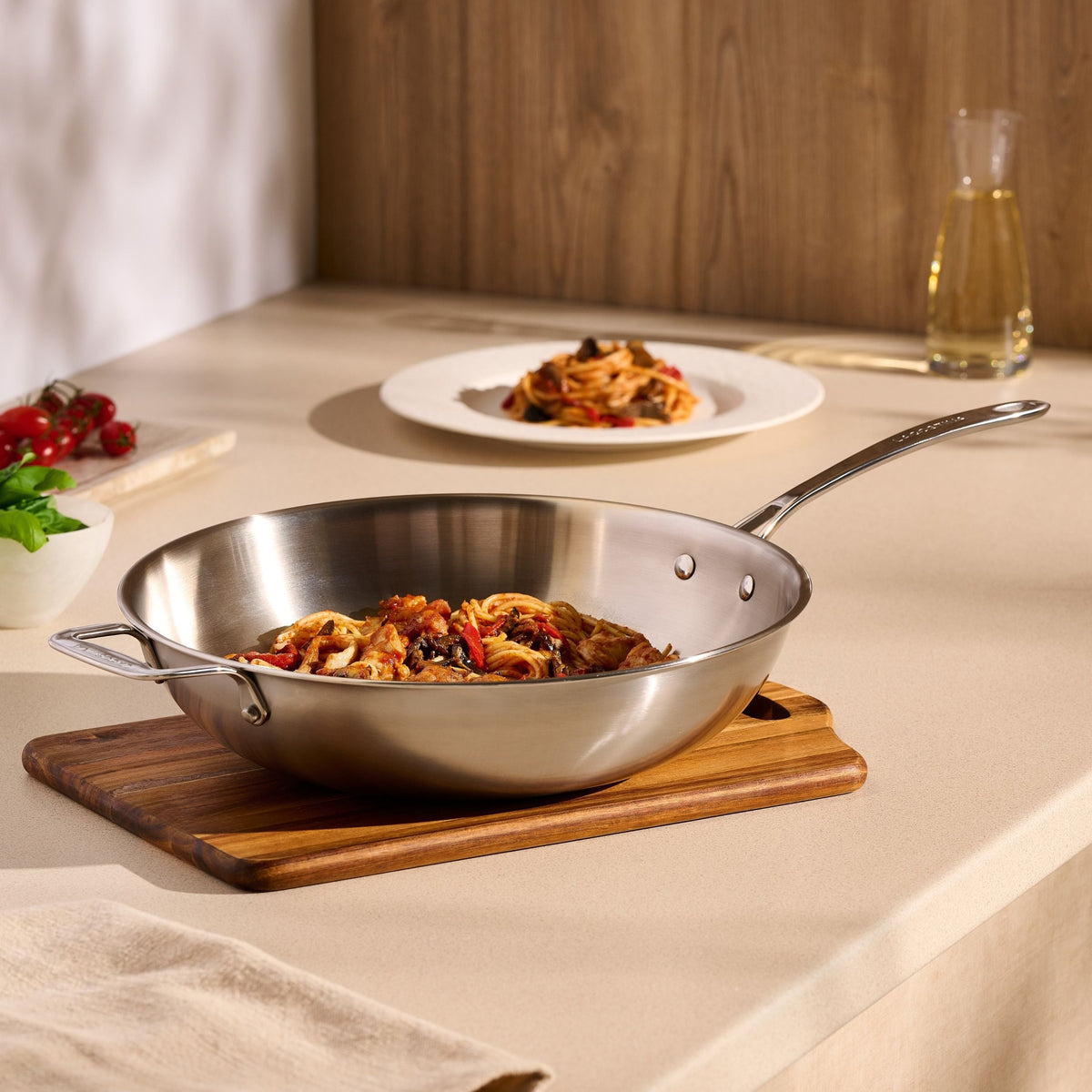 3-Ply Clad Commercial Wok Fry Pan, 32-cm