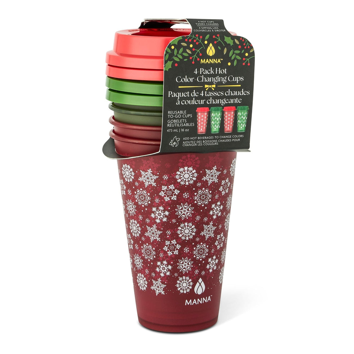 16-oz Reusable Colour-Changing Hot Cups, 4-pk