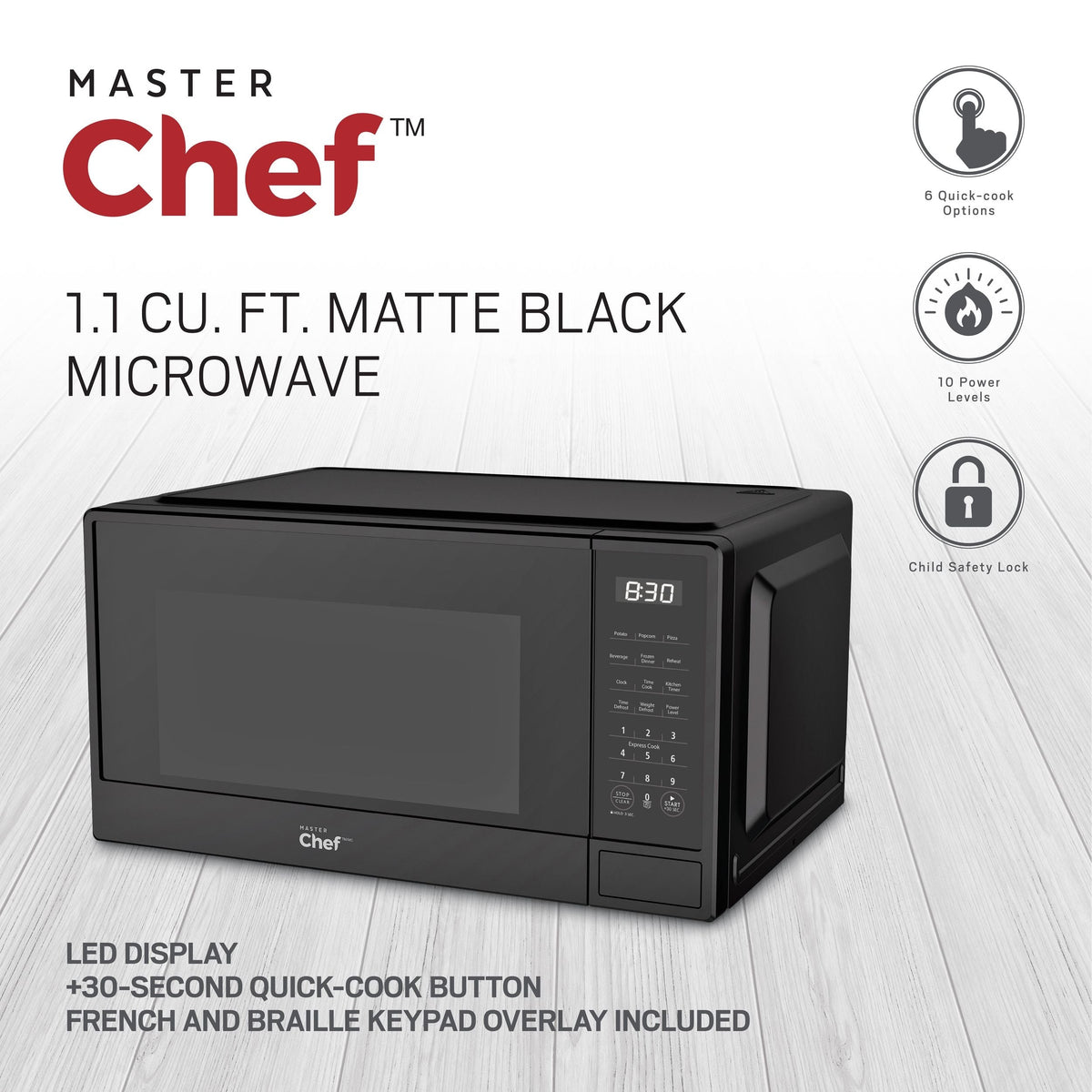 Matte Microwave, Black, 1.1-cu-ft