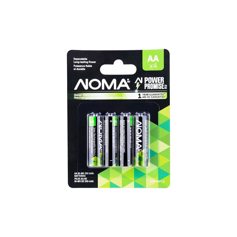 300mAh Outdoor Solar Batteries – AA Ni-MH Rechargeable (4-Pack, 1.2V)