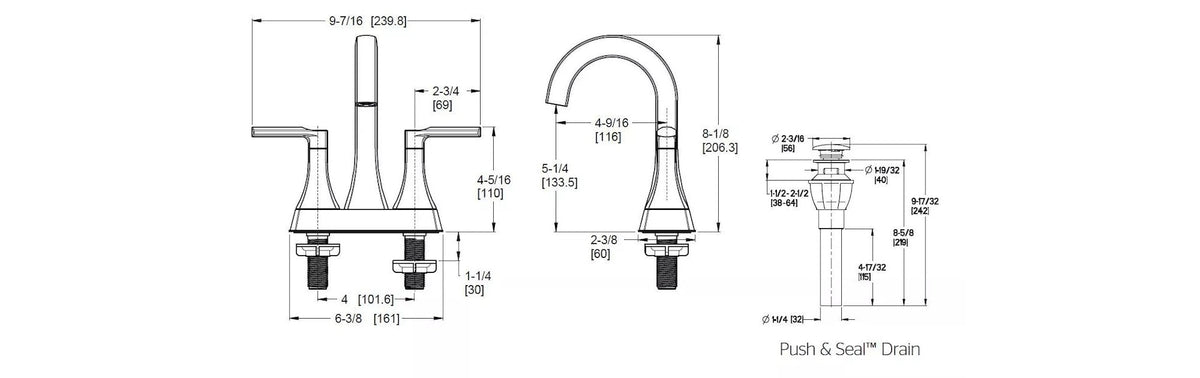 Vaneri 4-in Centreset Bath Faucet, Stainless Steel