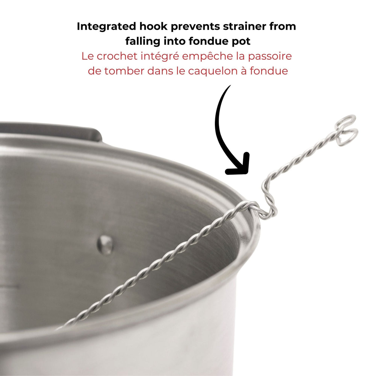 Stainless Steel Fondue Strainer, Chrome Finish, 2.5 x 8.5-in