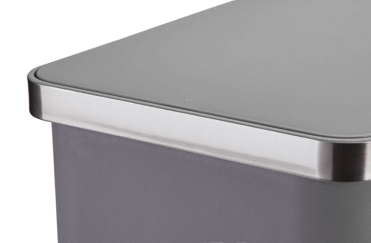 Slim Grey Resin Garbage Can, 15-L