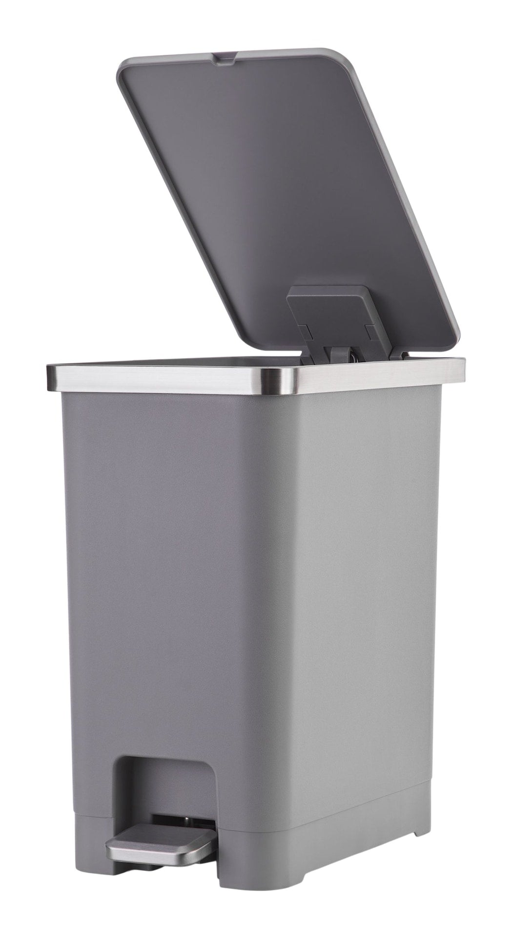 Slim Grey Resin Garbage Can, 15-L
