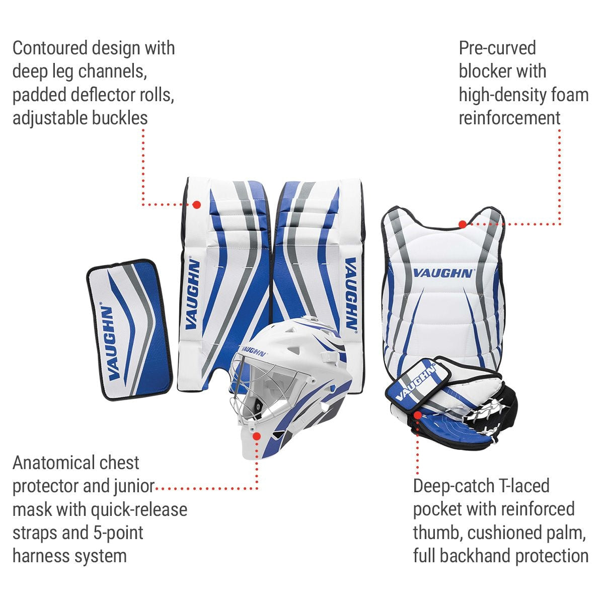 Street Hockey Goalie Complete Protection Box Set, Youth, Right, 22-in