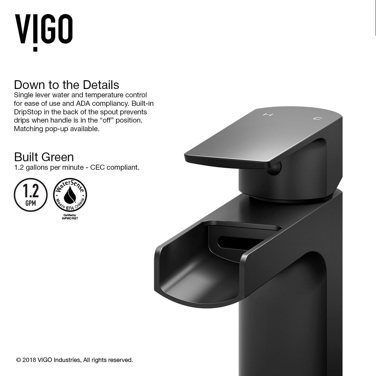 Ileana Single Handle Single Hole Bathroom Sink Faucet, WaterSense Certified, Matte Black