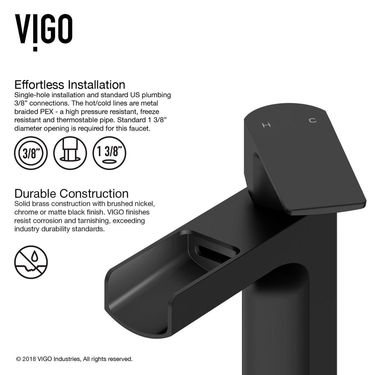 Ileana Single Handle Single Hole Bathroom Sink Faucet, WaterSense Certified, Matte Black