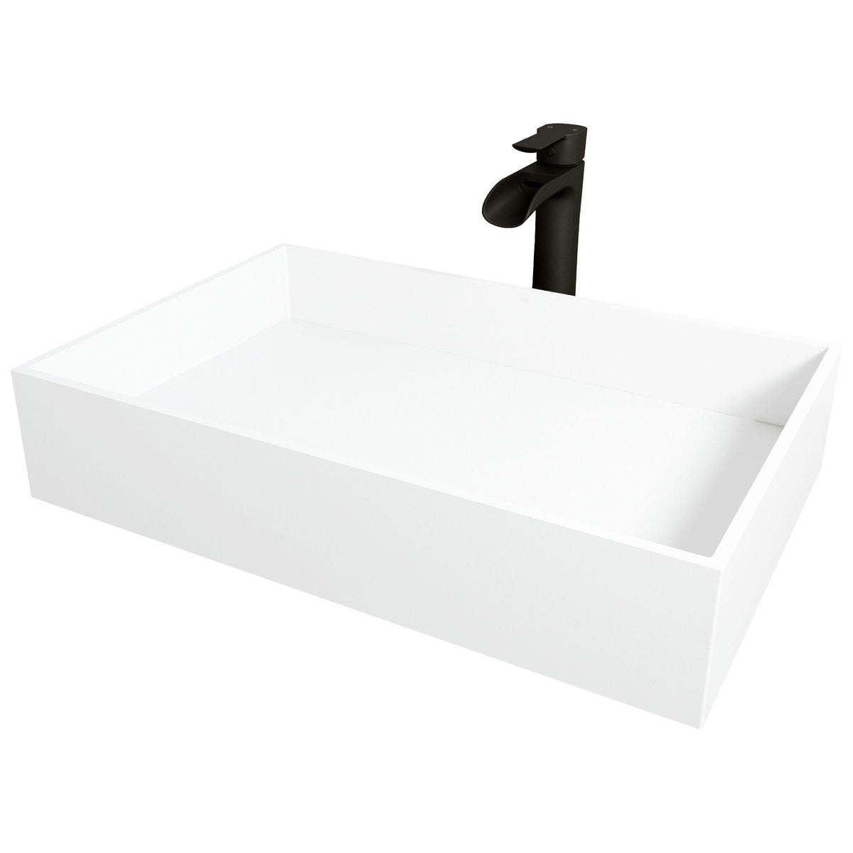 Montauk White Bathroom Sink/Basin Set with Niko Faucet and Rectangular Composite Vessel