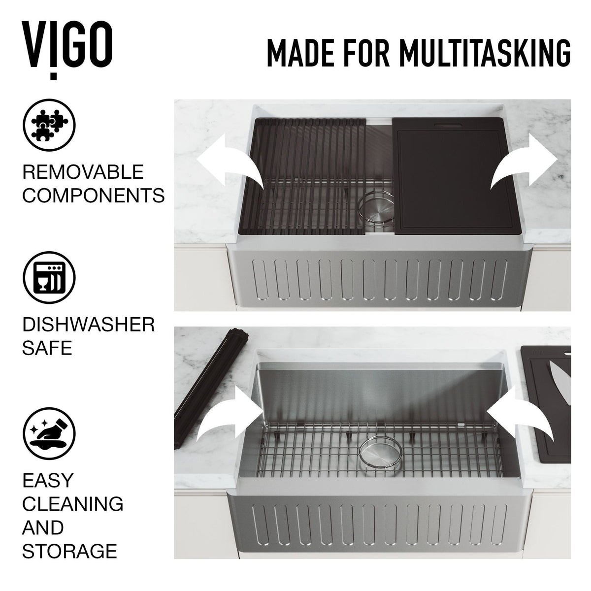 Oxford Single Farmhouse Kitchen Sink, 36-in x 21-in