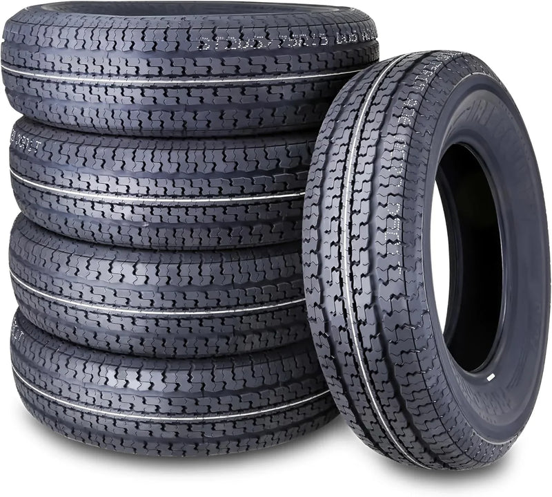 set of 4 Heavy Duty Trailer Tires ST205/75R15 205 75 15 10-Ply Load Range E Steel Belted Radial w/Scuff Guard G3125