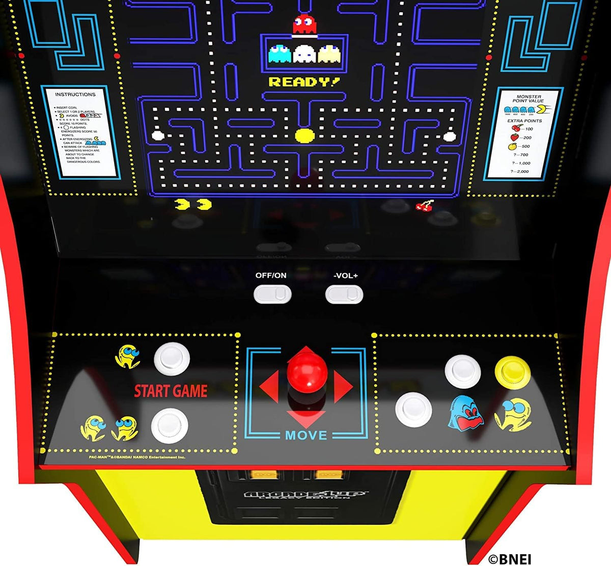 Bandai's "" classic version, featuring 12 games, and an arcade machine that is 4 feet in size.