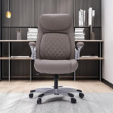 Ergonomic elastic polyurethane leather office chair, high-back modern executive office chair, equipped with 5 adjustable lumbar support cushions, tilting function, and reversible armrests. It is a comfortable home office computer desk chair, in black