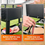 Foldable barbecue table cart, black stone portable frying pan, Onni pizza oven - Portable outdoor barbecue preparation table, equipped with a bag, very suitable for camping and tailgate events.