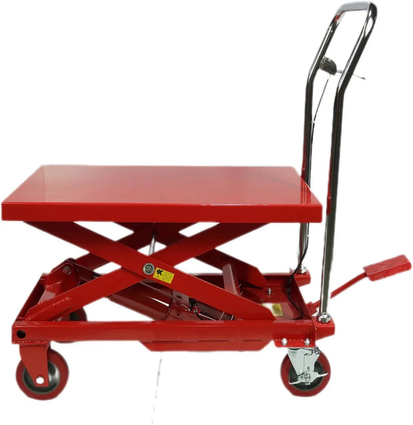 500LBS Hydraulic Lift Table Cart, 30" Lifting Height., Double Scissor Lift Table with 4 Wheels and Non-Slip Pad, Hydraulic Scissor Lift Table for Material Handling and Transportation Z7210