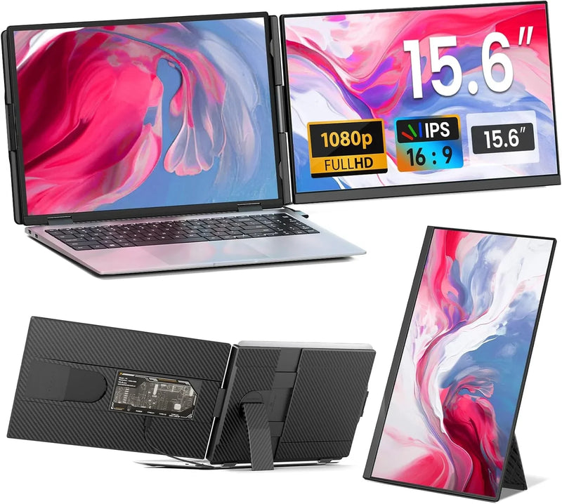 Laptop Screen Extender - 15.6" FHD 1080P Portable Monitor for Laptop, Detachable & Plug and Play Dual Laptop Monitor Extender for 13"-17.3" Laptops, Compatible with Wins/Mac/Android/Chrome F5895