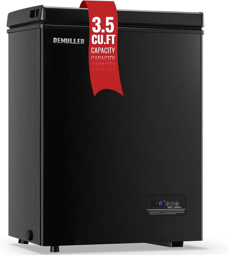 Chest Freezer 5.0Cubic Feet Deep Freezer Freestanding Freezers with 2 Removable Stainless Steel Basket, Mini Freezer Top Open Door Compact Freezer with Electronic Control 41℉ to -15℉BLACK P4211