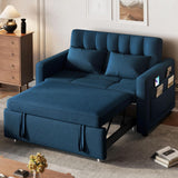 3-in-1 Convertible Sofa Bed, 55" Sleeper Sofa with Pull-Out Bed, Cat-Scratch-Proof Fabric Futon Couch with Adjustable Backrest and Side Pocket, Loveseat Room Apartment, Grey