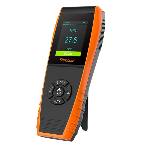 Air Quality Monitor PM2.5 PM10 Particle Counter, Formaldehyde, Temperature, Humidity, TVOC AQI Tester for Indoor/Outdoor Air Pollution Detection w/Data Export D990