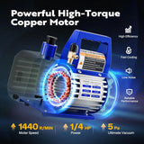 110V 1/4 HP 3.5CFM Single Stage Rotary Vane Air Vacuum Pump and AC Manifold Gauge Set Kit with Thermometer for R134a R12 R22 R502 R410a HVAC Air Conditioning Refrigeration Recharging Red