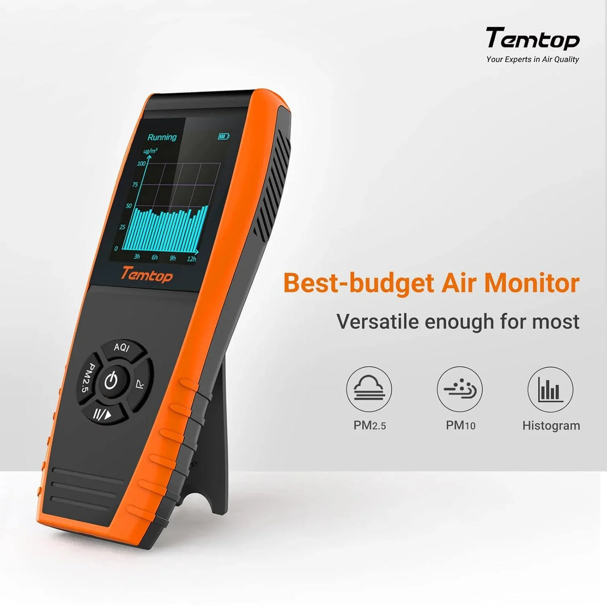 Air Quality Monitor PM2.5 PM10 Particle Counter, Formaldehyde, Temperature, Humidity, TVOC AQI Tester for Indoor/Outdoor Air Pollution Detection w/Data Export