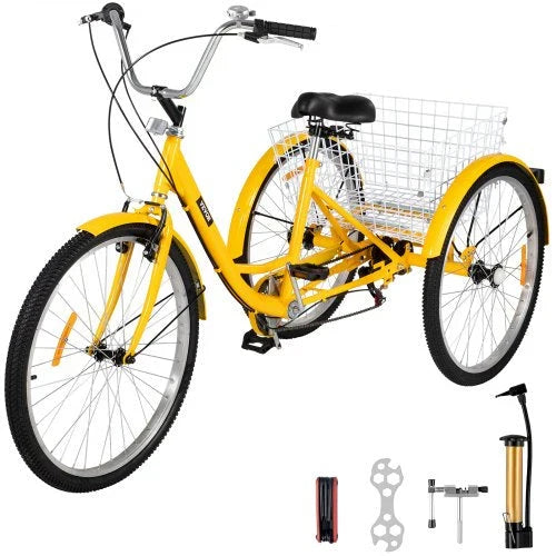 Adult Tricycle 26 7 Speed 3 Wheel Trike Bicycle Bike Cruise w Basket Shooping D8821