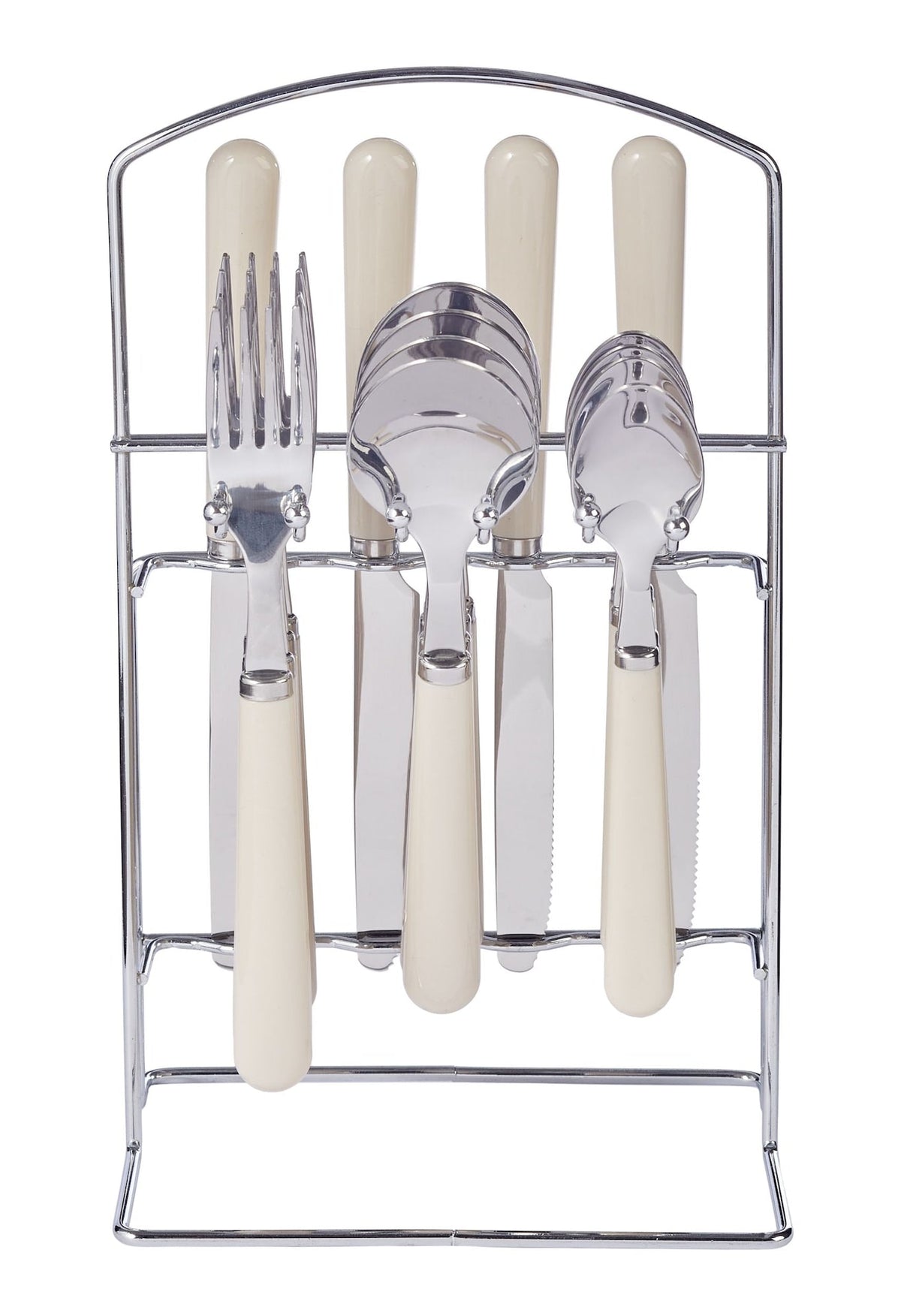Cutlery Rack with Forks, Knives, Spoons, Teaspoons, Stand