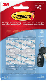 Mini Clear Hooks and Strips Work, Damage Free Hanging, 0.5-lb Capacity