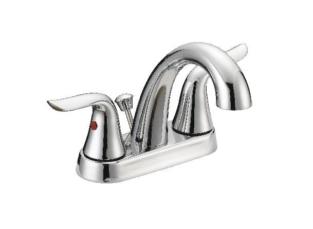 Plymouth Double Handle 4-in Centreset Bathroom Sink Faucet with Pop-Up Drain, Chrome T382