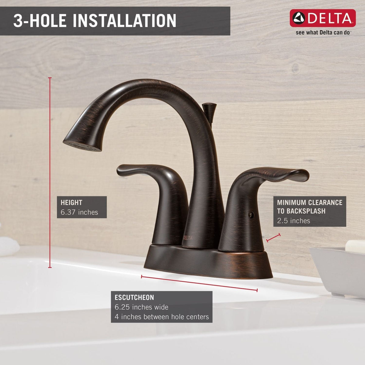 Faucet Lahara Double Handle Rigid Spout 4-in Centerset Bathroom Sink Faucet, WaterSense Certified, Venetian Bronze