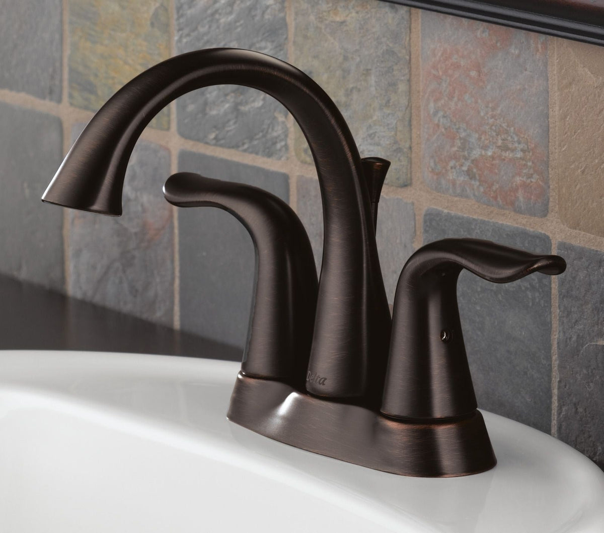 Faucet Lahara Double Handle Rigid Spout 4-in Centerset Bathroom Sink Faucet, WaterSense Certified, Venetian Bronze