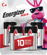 Max4-pk C Alkaline Batteries, Long Lasting, All Purpose