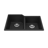 Urban Undermount Granite Double Bowl Kitchen Sink, 30.69-in x 19.69-in x 8.63-in, Onyx