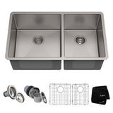 Standard PRO Undermount Stainless Steel Double Bowl 60/40 Kitchen Sink, 33x19x10-in