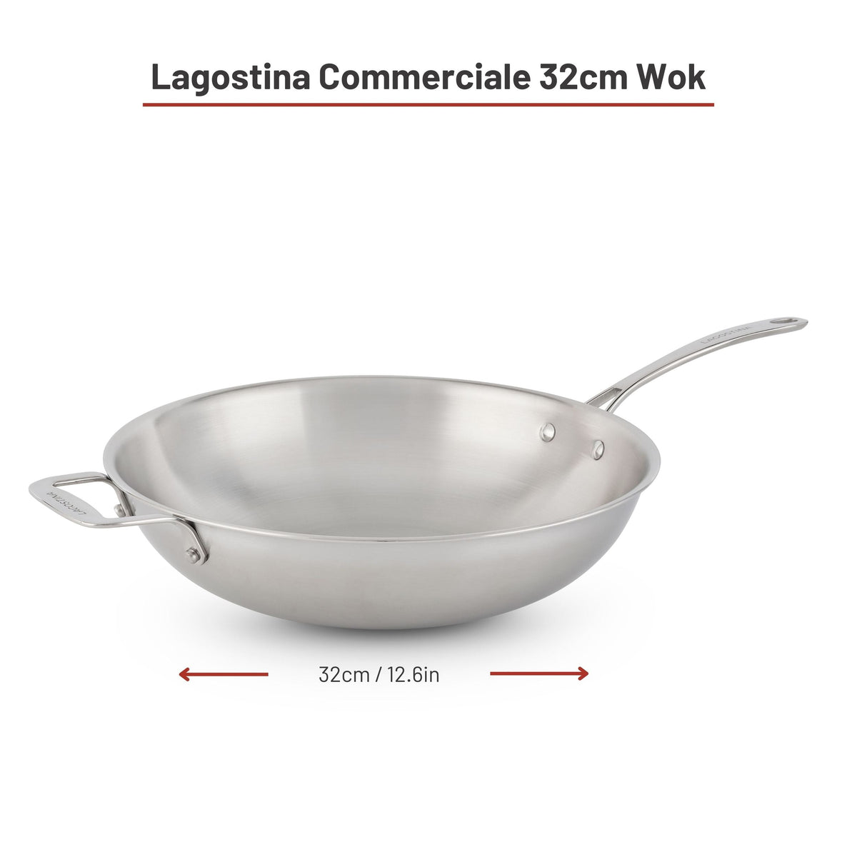 3-Ply Clad Commercial Wok Fry Pan, 32-cm