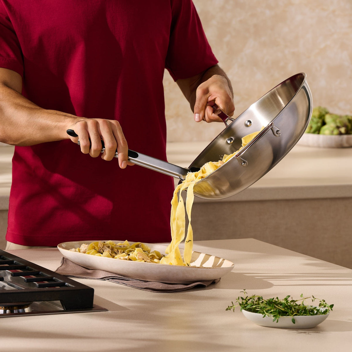 3-Ply Clad Commercial Wok Fry Pan, 32-cm
