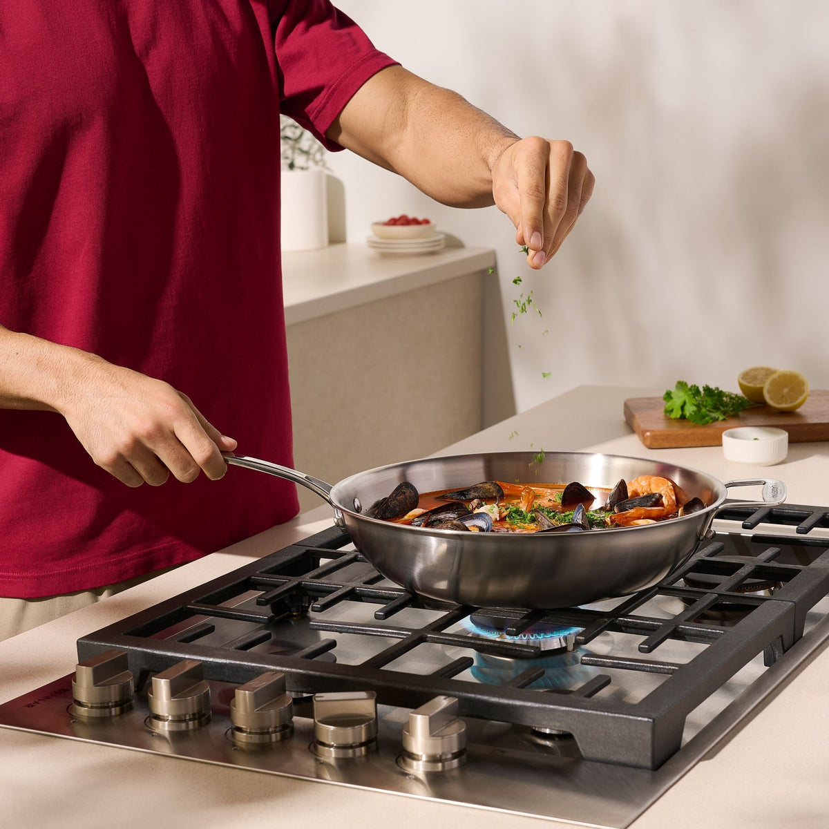 3-Ply Clad Commercial Wok Fry Pan, 32-cm