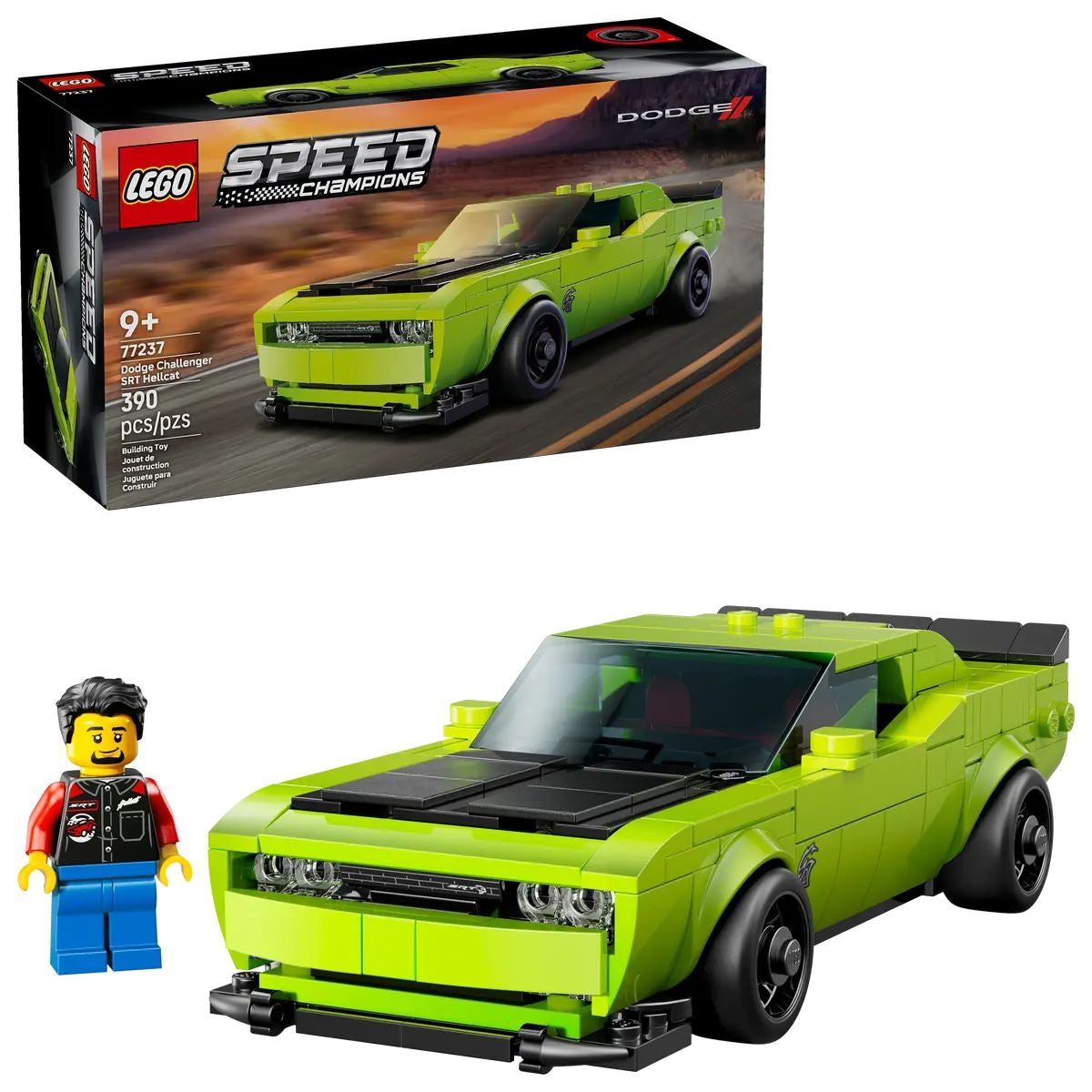 Speed Champions Dodge Challenger SRT Hellcat Sports Car - 77237, 390-pcs, Ages 9+