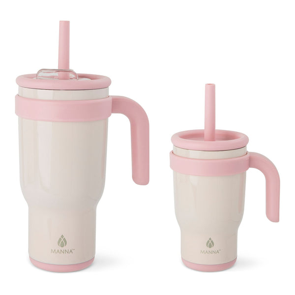 Oslo Mommy & Me Matching Duo Stainless Steel Tumbler Set, Includes 14-oz & 30-oz, Various Colours, 2-pk T7125