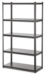 Adjustable 5-Shelf Steel Metal & Wood Storage Rack / Shelving Unit, 41 x 18 x 72-in