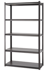 Adjustable 5-Shelf Steel Metal & Wood Storage Rack / Shelving Unit, 41 x 18 x 72-in