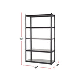 Adjustable 5-Shelf Steel Metal & Wood Storage Rack / Shelving Unit, 41 x 18 x 72-in