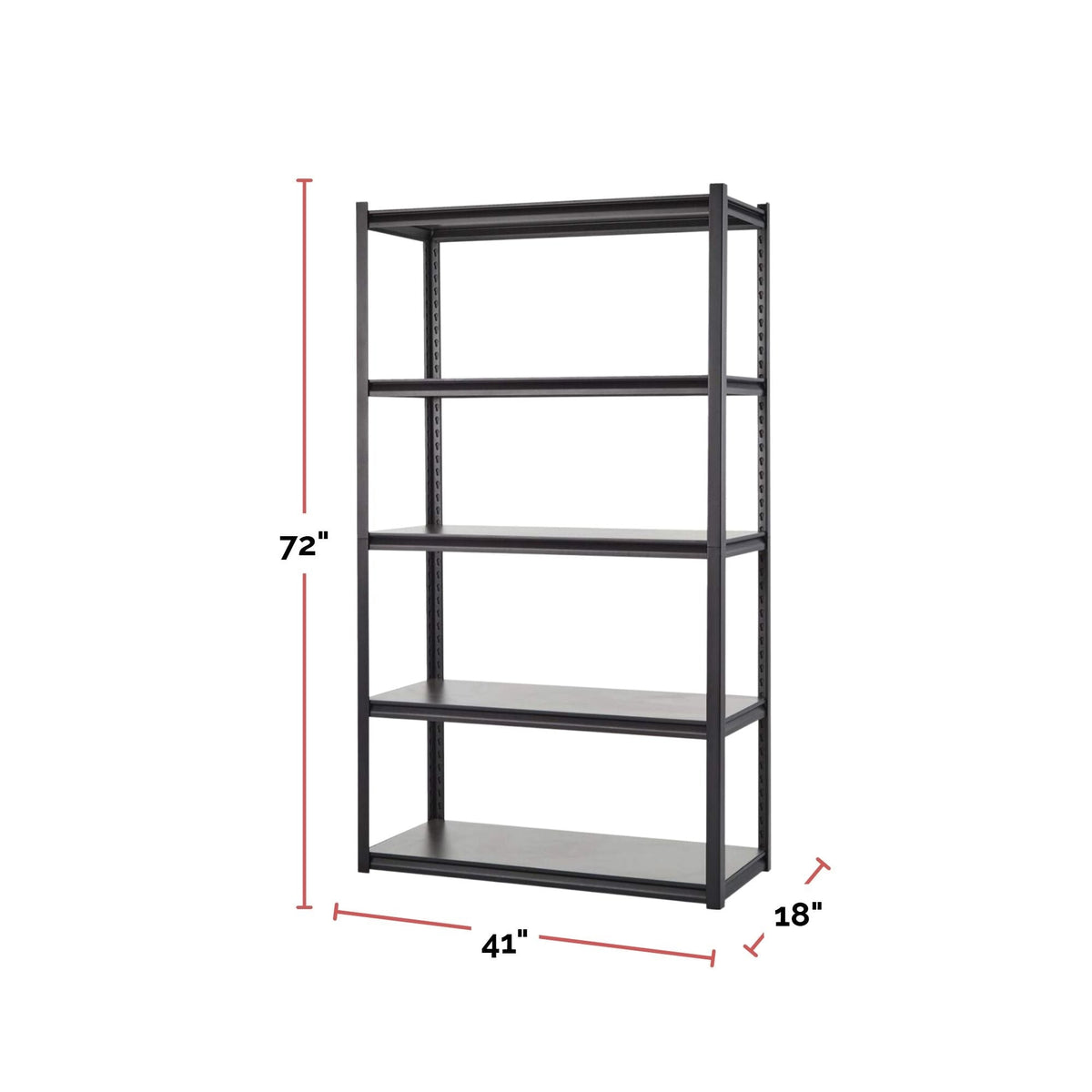 Adjustable 5-Shelf Steel Metal & Wood Storage Rack / Shelving Unit, 41 x 18 x 72-in