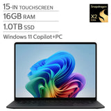 Surface 15.0-in. Copilot+ PC Touchscreen Laptop, Qualcomm Snapdragon X2 Plus - 16GB RAM, 1 TB SSD - Black