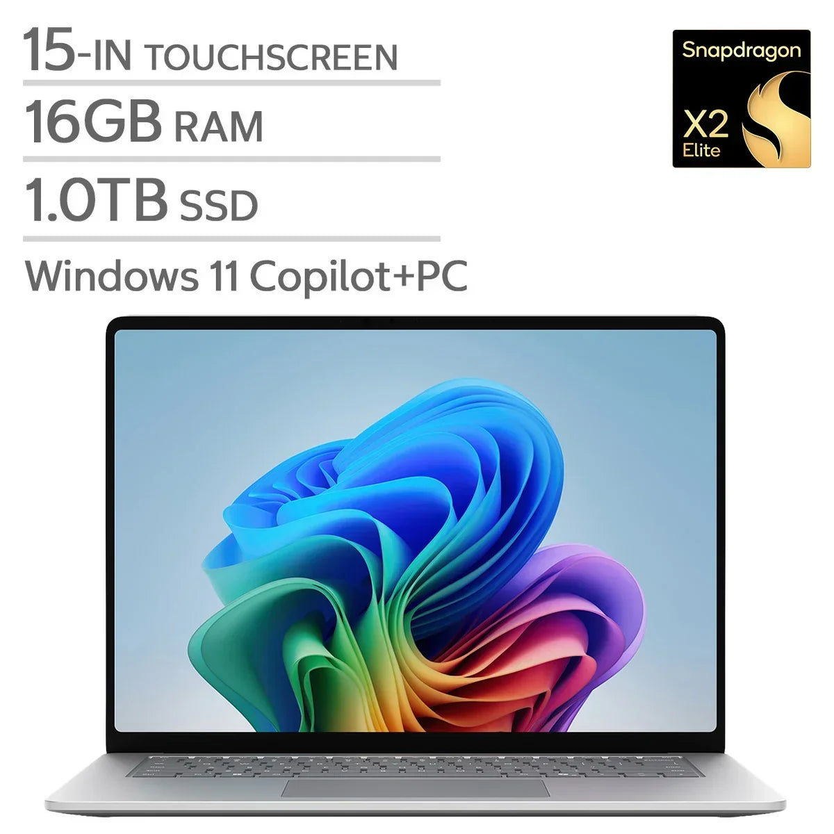 Surface 15.0-in. Copilot+ PC Touchscreen Laptop, Qualcomm Snapdragon X2 Plus - 16GB RAM, 1 TB SSD - Black